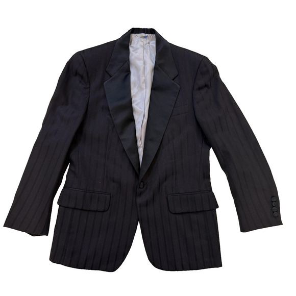 Neiman Marcus Tuxedo Blazer Mens 40 Pinstripe Satin Lapel Single Button Formal - Picture 2 of 10